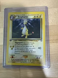 Pokemon TCG Neo Genesis Ampharos 1/111 1st Edition Holo NM With SWIRL - Image 1