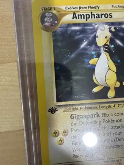 Pokemon TCG Neo Genesis Ampharos 1/111 1st Edition Holo NM With SWIRL - Image 2