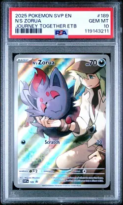 2025 POKEMON SVP EN-SV BLACK STAR PROMO #189 N'S ZORUA PSA 10 - Image 1