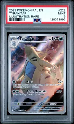 2023 POKEMON PAL EN-PALDEA EVOLVED ILLUSTRATION RARE #222 TYRANITAR PSA 9 - Image 1