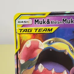 Pokemon TCG Muk & Alolan Muk GX 61/214 Sm-Unbroken Bonds Full Art Holo LP+/NM - Image 3