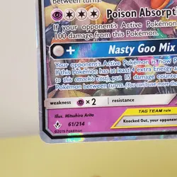 Pokemon TCG Muk & Alolan Muk GX 61/214 Sm-Unbroken Bonds Full Art Holo LP+/NM - Image 4