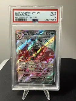 2024 POKEMON SVP EN-SV BLACK STAR PROMO PALDEAN FATES TIN CHARIZARD EX PSA 9 074 - Image 1