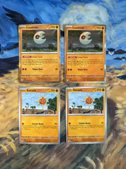 2 x Lunatone 074/132 & 2 x Solrock 075/132 playset Pokemon TCG Mega Evolution - Image 1