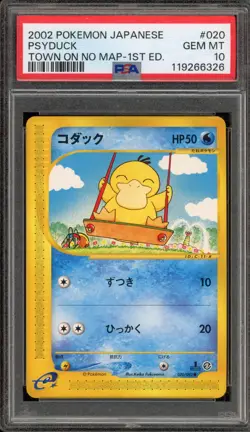 Pokemon Psyduck The Town on No Map 1st Edition Japanese #020 PSA 10 Gem Mint - Image 1