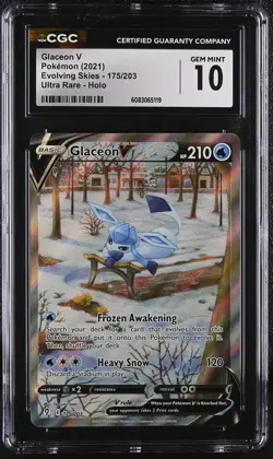 GLACEON V Evolving Skies Holo Rare #175 CGC 10 Pokemon [Nostalgium] - Image 1