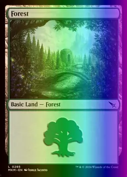 MTG Magic the Gathering Forest (285/499) Murders at Karlov Manor LP FOIL - Image 1