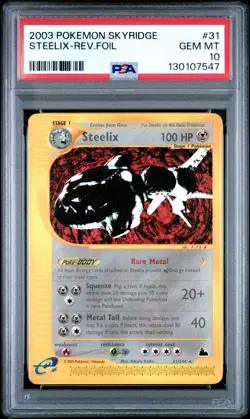 2003 POKEMON SKYRIDGE #31 STEELIX-REVERSE FOIL PSA 10 - Image 1