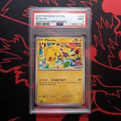💎PSA 9 pokemon Pikachu - 225 Black Star Promo (World Championship 2025) - Image 1