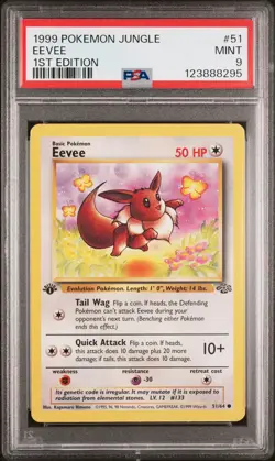 1999 POKEMON JUNGLE 1ST ED #51 EEVEE PSA 9 - Image 1