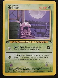 1st Edition Grimer 48/62 Fossil Non Holo WoTC Pokemon Trading Card Game 1999 MP - Image 1