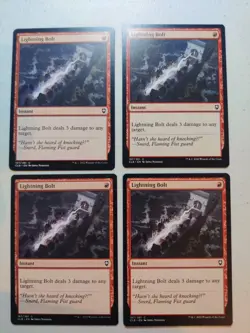 Lightning Bolt x 4 CLB Baldur's Gate Regular Playset MTG - Image 1