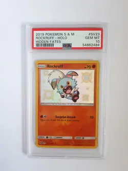 PSA 10 Rockruff Holo Hidden Fates SV23/SV94 Shiny Rare Pokemon Gem Mint - Image 1