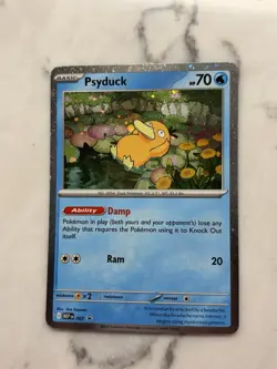 1 SWIRL Pokemon Psyduck Mega Evolutions Holo Black Star Promo 007 NM - Image 1