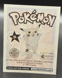 Raichu 1999 Pokemon Series #26 Sticker Topps Merlin Nintendo - Image 4