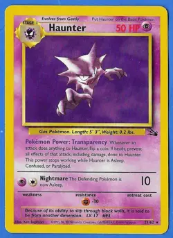 1999 Wizards Pokemon Fossil Unlimited Haunter 21/62 Non-Holo NM-MT - Image 3