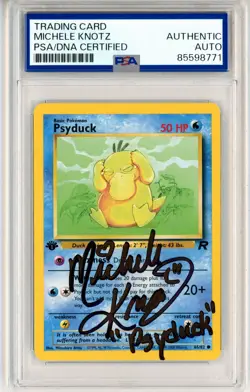 PSA Signed Michael Haigney Pokemon TCG Psyduck 65/82 1st Edition team rocket - Image 1