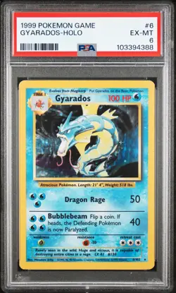 1999 POKEMON GAME #6 GYARADOS-HOLO PSA 6 - Image 1