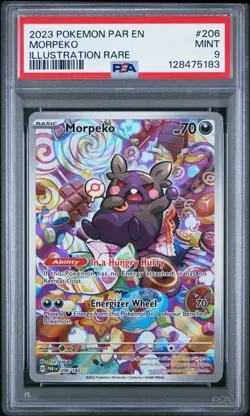 PSA 9 - MINT - Morpeko Paradox Rift Illustration Rare Pokemon Card 206/182 - Image 1