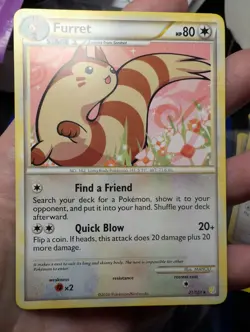 Pokemon TCG Furret 21/123 HGSS Base Set Regular Rare Card EN-LP 2010 - Image 1