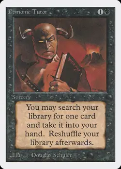 Magic MTG Unlimited Demonic Tutor MODERATELY PLAYED MP - Image 1