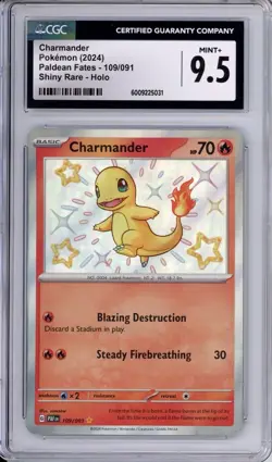 CGC 9.5 Charmander Pokemon SWSH Paldean Fates Shiny Rare Holo 109/091 - Image 1