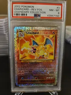 2002 POKEMON LEGENDARY COLLECTION #3 CHARIZARD REVERSE HOLO PSA 8 - Image 1