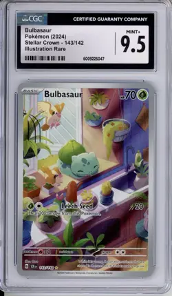 CGC 9.5 Bulbasaur Pokemon S&V Stellar Crown Illustration Rare Holo 143/142 - Image 1
