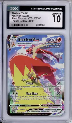 CGC 10 Blakizen VMAX Pokemon SWSH Silver Tempest Trainer Gallery Holo TG15/TG30 - Image 1
