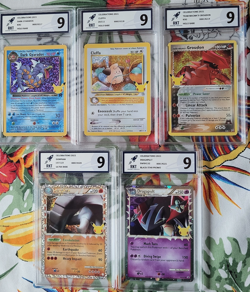 5 x POKEMON CELEBRATIONS GRADED BUNDLE - DARK GYARADOS,CLEFFA ETC - RKT GRADED - Image 1