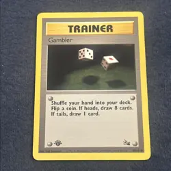 Pokemon TCG WoTC Gambler 60/62 Fossil First Edition Rare Lightly Played LP+ - Image 3