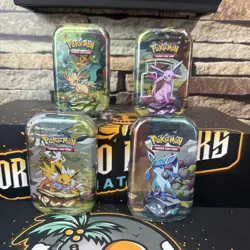 Lot of (4) Pokemon TCG Scarlet & Violet Prismatic Evolutions Mini Tins SEALED - Image 1