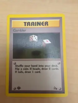 Gambler 60/62 1st Edition Fossil Pokemon TCG WoTC Vintage NM - Image 1