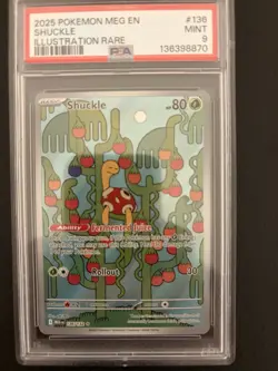2025 POKEMON MEG EN-MEGA EVOLUTION ILLUSTRATION RARE #136 SHUCKLE PSA 9 - Image 1