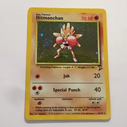 Pokemon Hitmonchan 8/130 Wotc Base Set 2 Holo Rare LP-NM SWIRL - Image 2