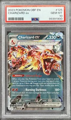 2023 POKEMON OBF EN CHARIZARD EX #125 GEM MT PSA 10 - Image 1