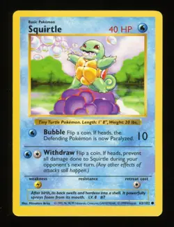 Squirtle - 63/102 - Base Set - Shadowless Common Card - Pokemon Card - Image 4