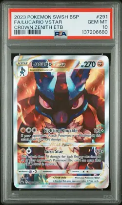 Pokemon TCG Crown Zenith Lucario VSTAR SWSH291 Promo Card PSA 10 - Image 1