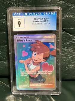 Pokemon TCG Misty’s Favor CGC 9 Pokemon S&M Unified Minds Full Art 235/236 - Image 1