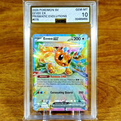 Pokemon SV Prismatic Evolutions Eevee EX 075/131 AGS Gem-MT 10 Holo Rare 2025 - Image 1