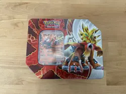 Pokemon TCG Paradox Destinies Tin (Gouging Fire EX, Sealed w/ 5 Booster Packs) - Image 1