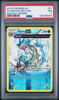 2015 Pokemon Xy Ancient Origins Gyarados Reverse Foil #21 PSA 7 New Cert - Image 1