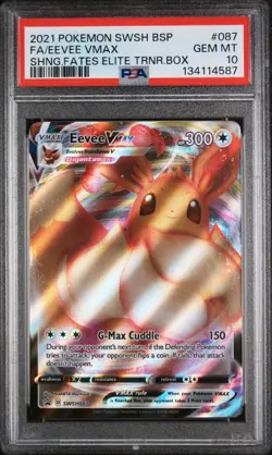 2021 POKEMON SWSH BLACK STAR PROMO #087 FA/EEVEE VMAX PSA 10 - Image 1
