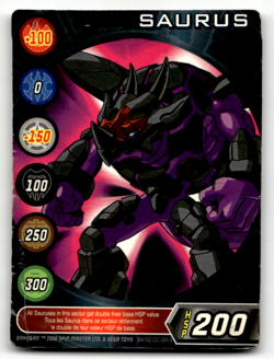 Bakugan HSP Card - Darkus Saurus - Gate Card - Battle Brawlers - Image 1