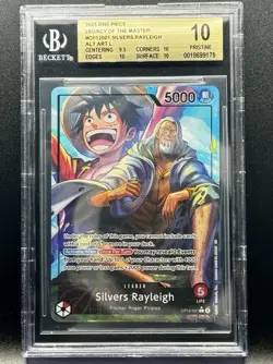 2025 Silvers Rayleigh OP12-001 English Alt Art Leader One Piece Card BGS 10 PRIS - Image 1