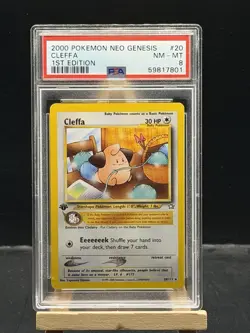 Cleffa 20/111 1st Edition Rare Non Holo 2000 Pokemon Neo Genesis PSA 8 NM-MT - Image 1