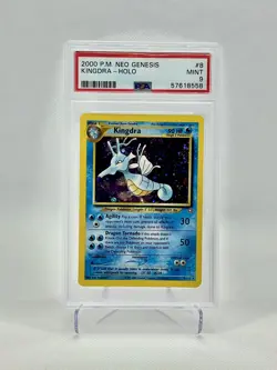 PSA 9 MINT 2000 Pokemon Card Neo Genesis Holo Kingdra #8/111 WOTC WITH SWIRL ?? - Image 1