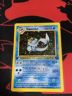1st Edition Vaporeon Jungle 12/64 Pokemon Holo (ITALIAN) Half Swirl - Image 1