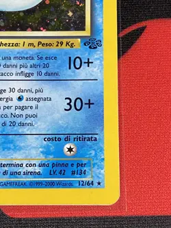 1st Edition Vaporeon Jungle 12/64 Pokemon Holo (ITALIAN) Half Swirl - Image 3