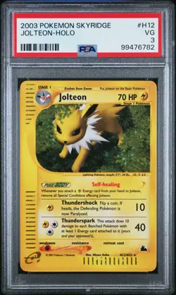 2003 POKEMON SKYRIDGE #H12 JOLTEON-HOLO PSA 3 - Image 1
